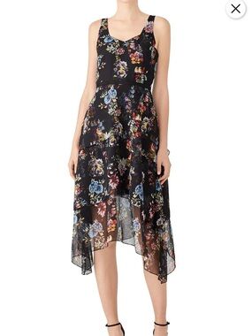 Trifecta dress // Black Floral Tiered Midi Dress